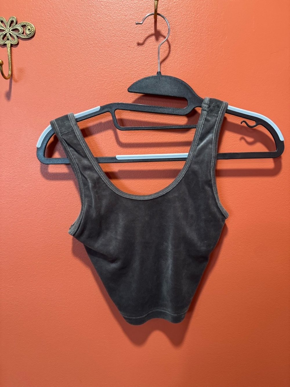 aerie Washed Black Scoop Crop Tank